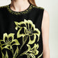 Black Floral Embroidered A-Line Sleeveless Dress