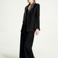 Black Wide-Leg Pantsuit with Embellished Cape Blazer and Lace Detail