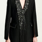 Black Wide-Leg Pantsuit with Embellished Cape Blazer and Lace Detail