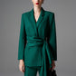 Emerald Green Belted Blazer & Pantsuit Set