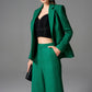 Emerald Green Jacquard Blazer & Wide-Leg Pants Set with Black Crop Top