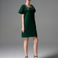 Emerald Green Evening Dress with Embellished Square Neckline