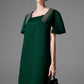 Emerald Green Evening Dress with Embellished Square Neckline