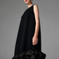 Sleeveless Black Midi Dress with Embellished Neckline and Ruffled Hem