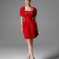 Bold Red Cocktail Dress with Embellished Sweetheart Neckline
