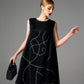 Black Sleeveless A-Line Dress with Abstract Beaded Design