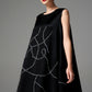 Black Sleeveless A-Line Dress with Abstract Beaded Design