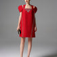 Red Cocktail Dress with Embellished Neckline