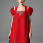 Red Cocktail Dress with Embellished Neckline