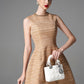 Sleeveless Textured A-Line Mini Dress in Gold