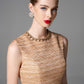 Sleeveless Textured A-Line Mini Dress in Gold