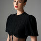 Black Lace Midi Dress with Sheer Cutout Waist