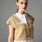Two-Piece Tweed Mini Skirt Set with Gold Accents