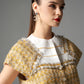 Two-Piece Tweed Mini Skirt Set with Gold Accents