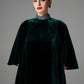 Emerald Green Velvet High-Low Dress with Beaded Collar