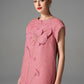 Blush Pink Sleeveless Shift Dress – 3D Floral Applique Design