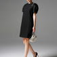 Black Embellished Puff Sleeve Mini Dress