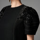 Black Embellished Puff Sleeve Mini Dress