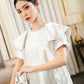 Floral Jacquard A-Line Dress with Structured Sleeves