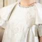 Floral Jacquard A-Line Dress with Structured Sleeves