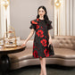 Floral Jacquard A-Line Dress with Structured Sleeves
