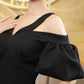 Black Off-Shoulder Bodycon Dress with Puffy Sleeves