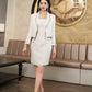 White Sequin Embellished Blazer and Dress Set for Women