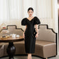V-Neck Bodycon Dress with Voluminous Puff Sleeves