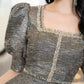 Tweed A-Line Dress with Puff Sleeves and Square Neckline