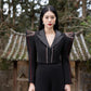 Satin Polyester Silk Coat and Wide-Leg Trousers Set