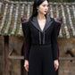 Satin Polyester Silk Coat and Wide-Leg Trousers Set