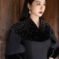 Black Embellished Cape Jacket with Tulle Skirt