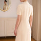 Tweed Midi Dress with Pleated Collar