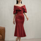 Off-Shoulder Evening Dress with Statement Sleeves