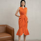 Sleeveless Embellished Midi Dress with Ruffle Hem