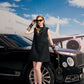 Black Sleeveless A-Line Mini Dress with Floral Embroidery