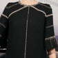 Black Embellished Evening Shift Dress with Beaded Details