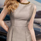 Silver A-Line Cocktail Dress with Jewel Neckline