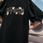 Black Puff Sleeve Dress with Floral Embroidery