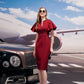 Short Pleated Sleeve Bodycon Dress