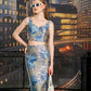 Floral Blue and Silver Brocade Two-Piece Set