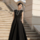 Black Midi Dress with Flared Skirt