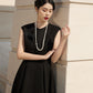 Black Midi Dress with Flared Skirt