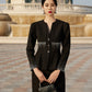 Black Peplum Suit Vintage-Inspired Midi Skirt Set
