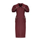 Formal Red Peplum Blazer and Pencil Skirt Set with Embellished Collar