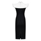 Black Midi Dress with Embellished White Collar