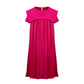 Fuchsia Pleated A-Line Midi Dress with Cape Sleeves