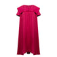 Fuchsia Pleated A-Line Midi Dress with Cape Sleeves