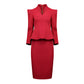 Red Gabardine Skirt Suit for Women - Tailored Formal Wear