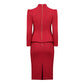 Red Gabardine Skirt Suit for Women - Tailored Formal Wear